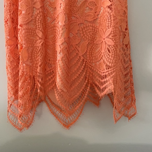 FOR LOVE & LEMONS Orange Lace Tie Back Mini Dress - Picture 14 of 16